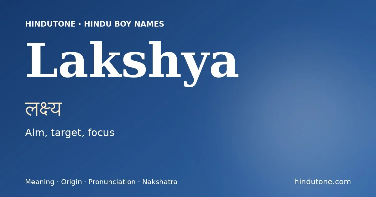 Lakshya — Hindu Boy Names with L
