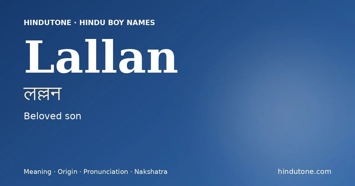 Lallan — Hindu Boy Names with L