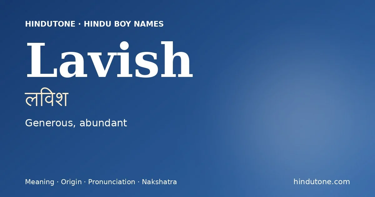 Lavish — Hindu Boy Names with L