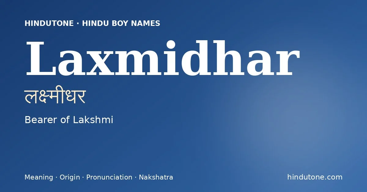 Laxmidhar — Hindu Boy Names with L