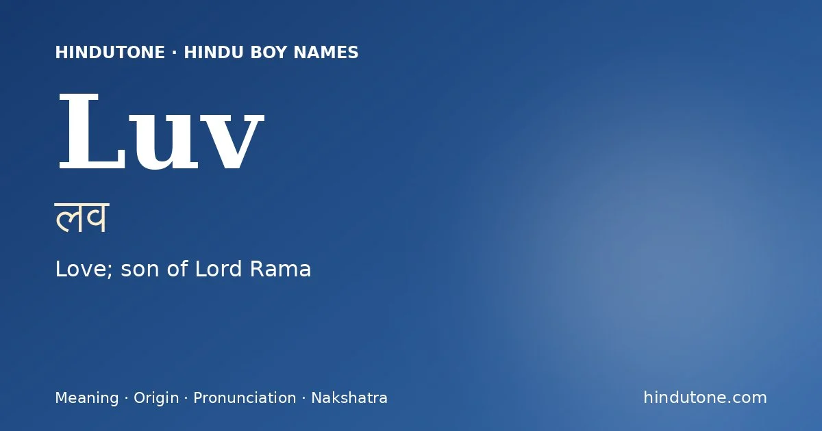 Luv — Hindu Boy Names with L