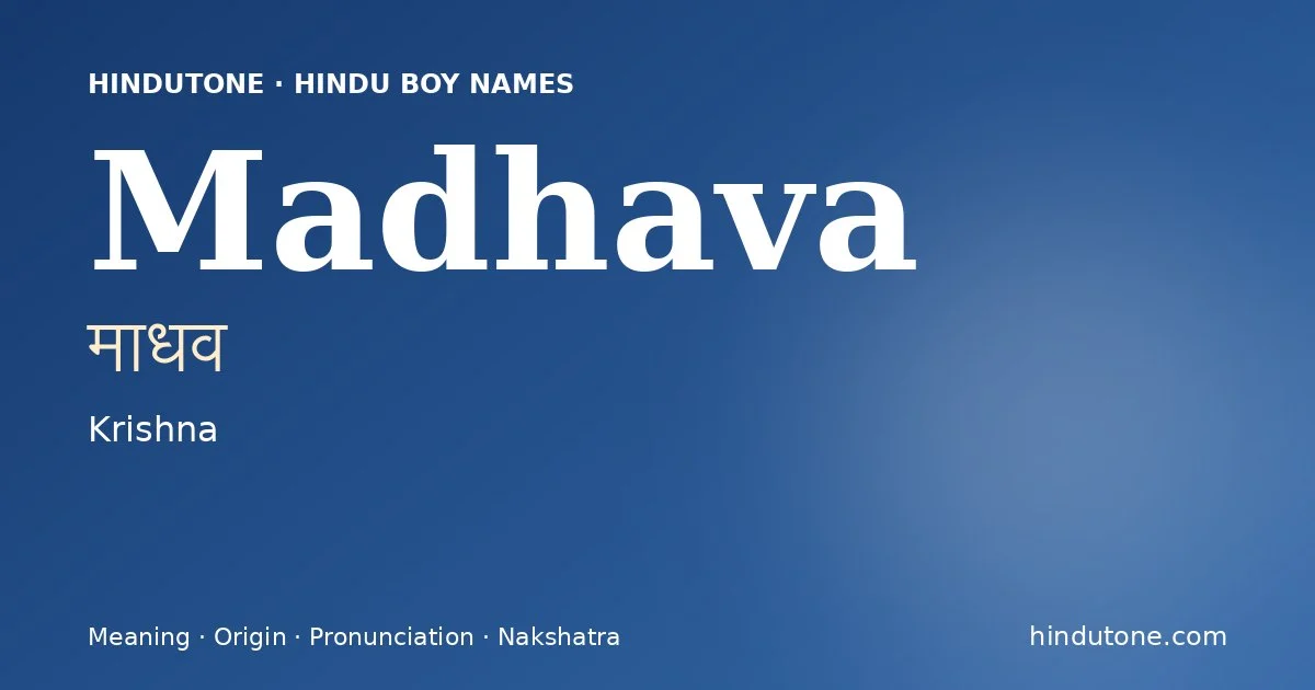 Madhava — Hindu Boy Names with M