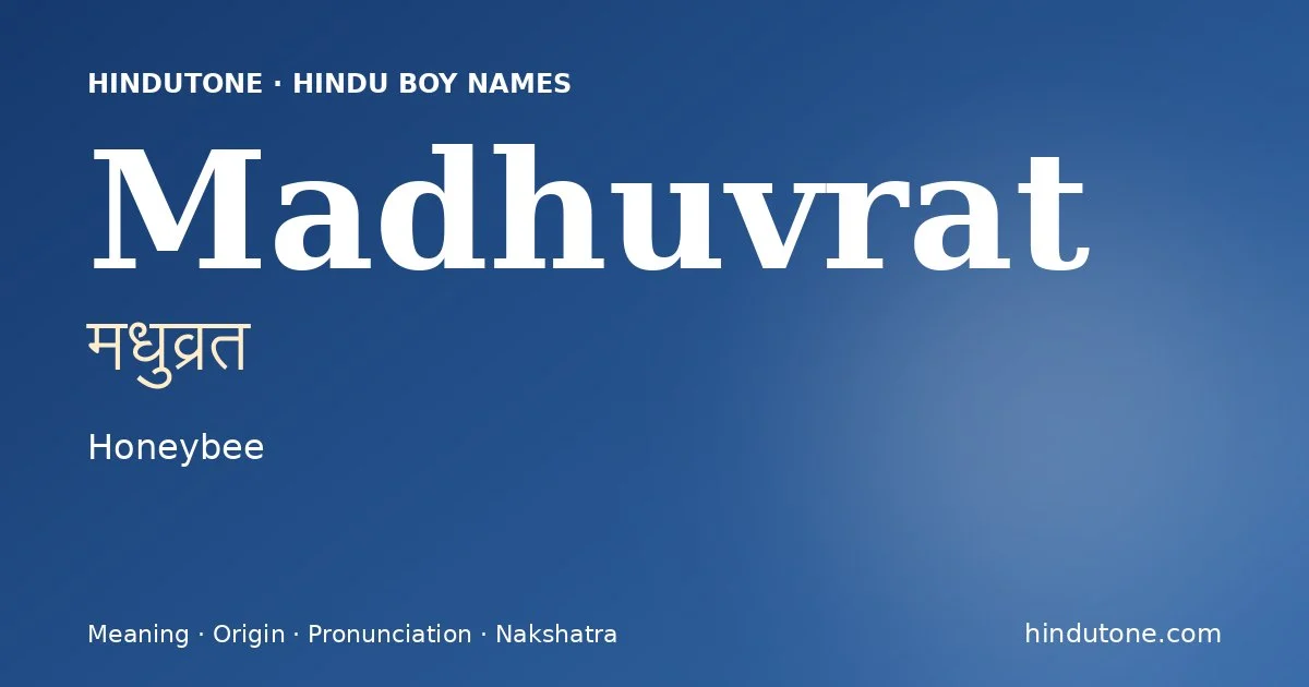 Madhuvrat — Hindu Boy Names with M