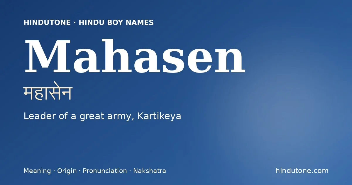 Mahasen — Hindu Boy Names with M