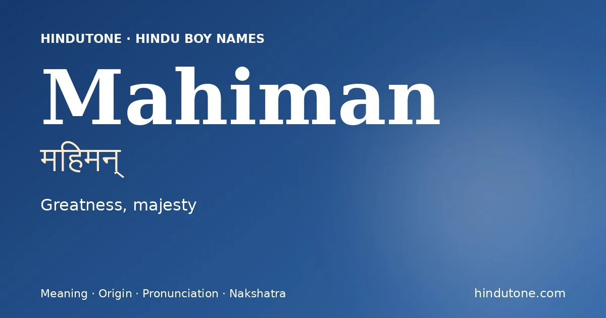 Mahiman — Hindu Boy Names with M
