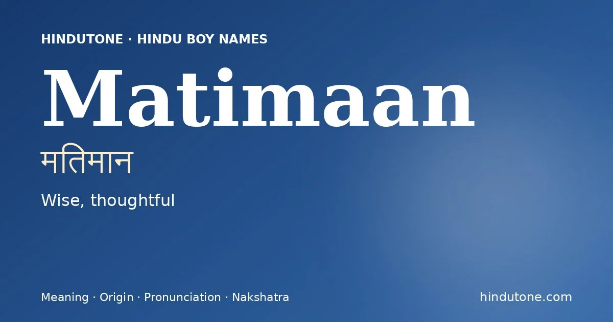 Matimaan — Hindu Boy Names with M