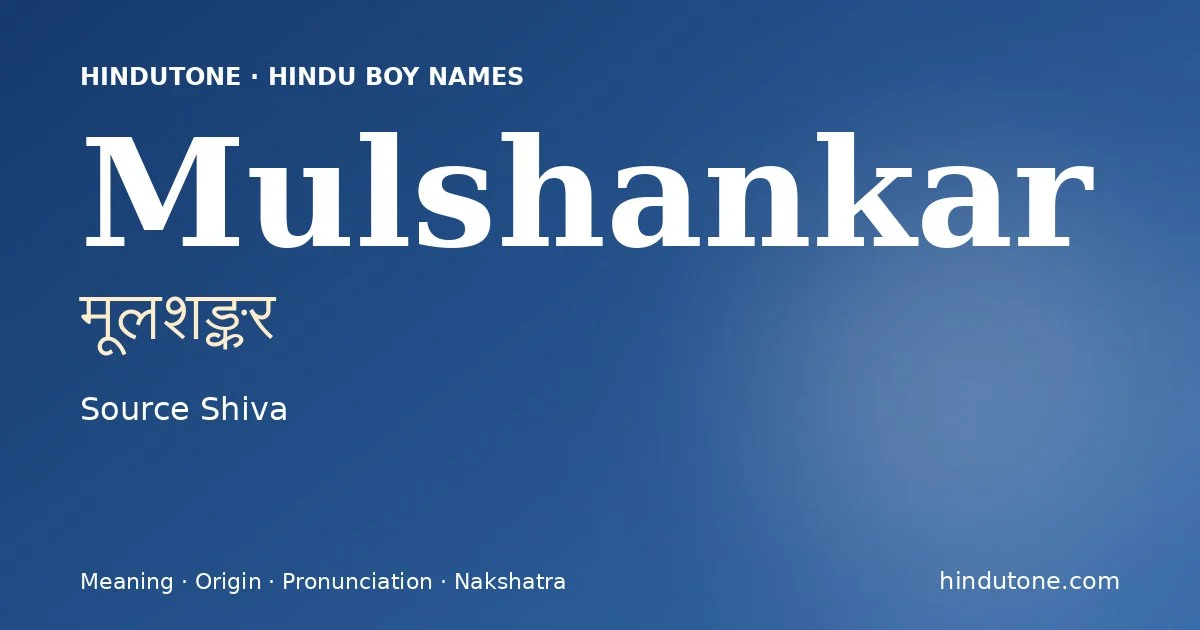Mulshankar — Hindu Boy Names with M