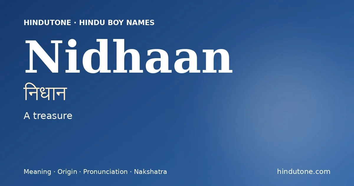 Nidhaan — Hindu Boy Names with N