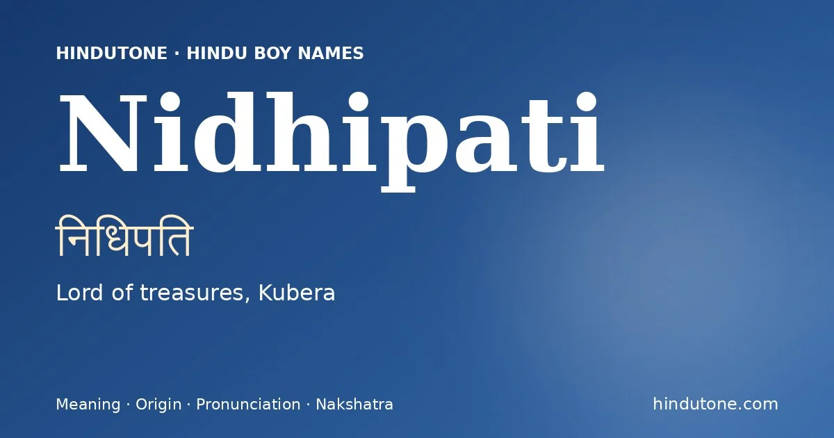 Nidhipati — Hindu Boy Names with N
