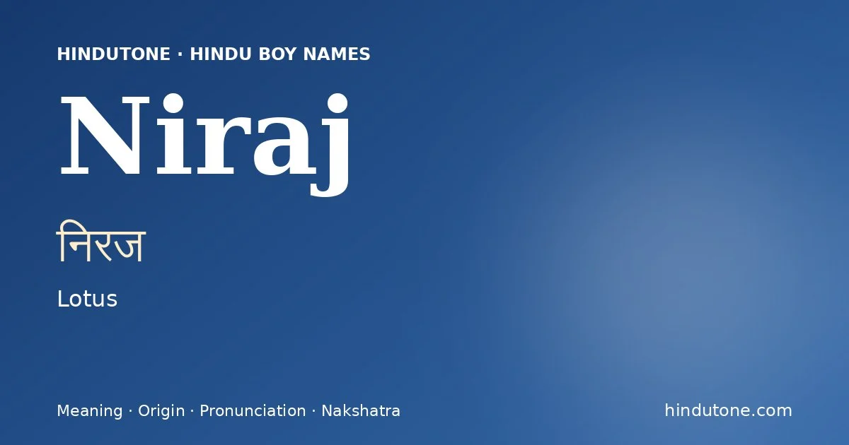 Niraj — Hindu Boy Names with N