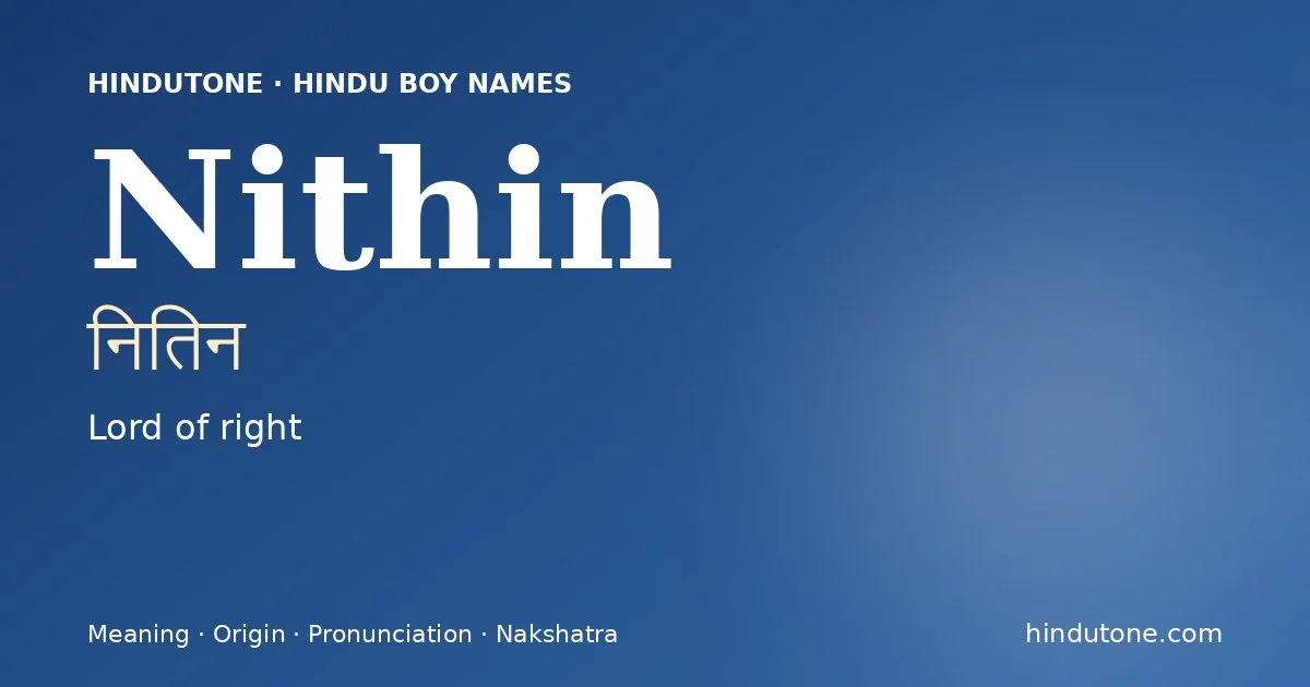 Nithin — Hindu Boy Names with N