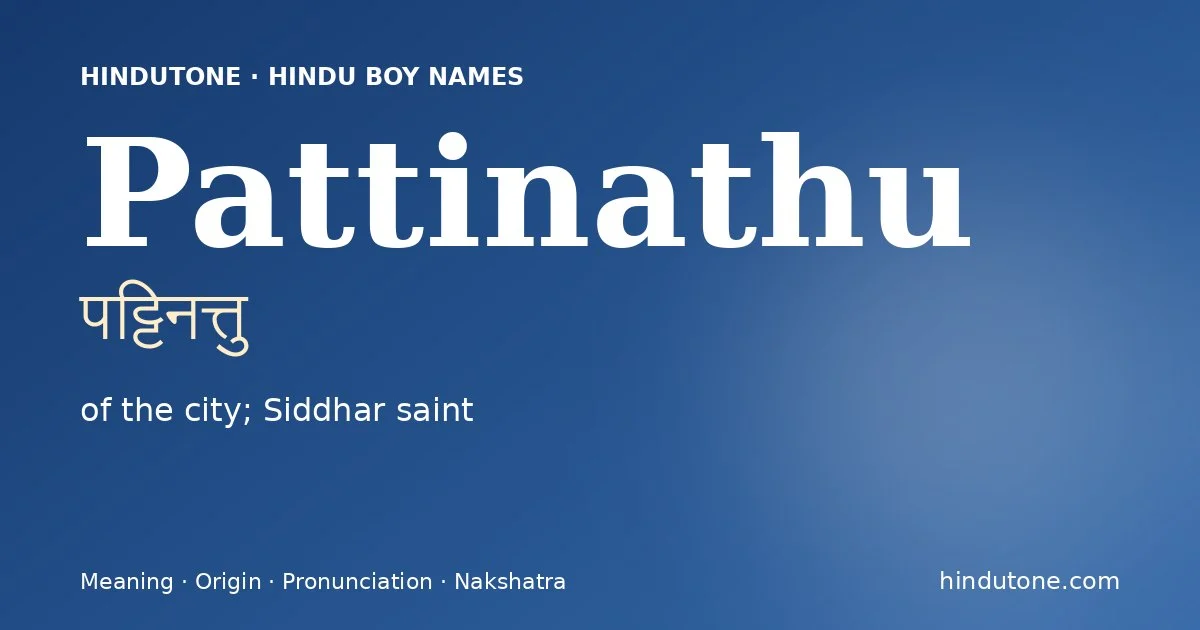Pattinathu (पट्टिनत्तु) — Hindu boy name meaning “of the city; Siddhar saint”