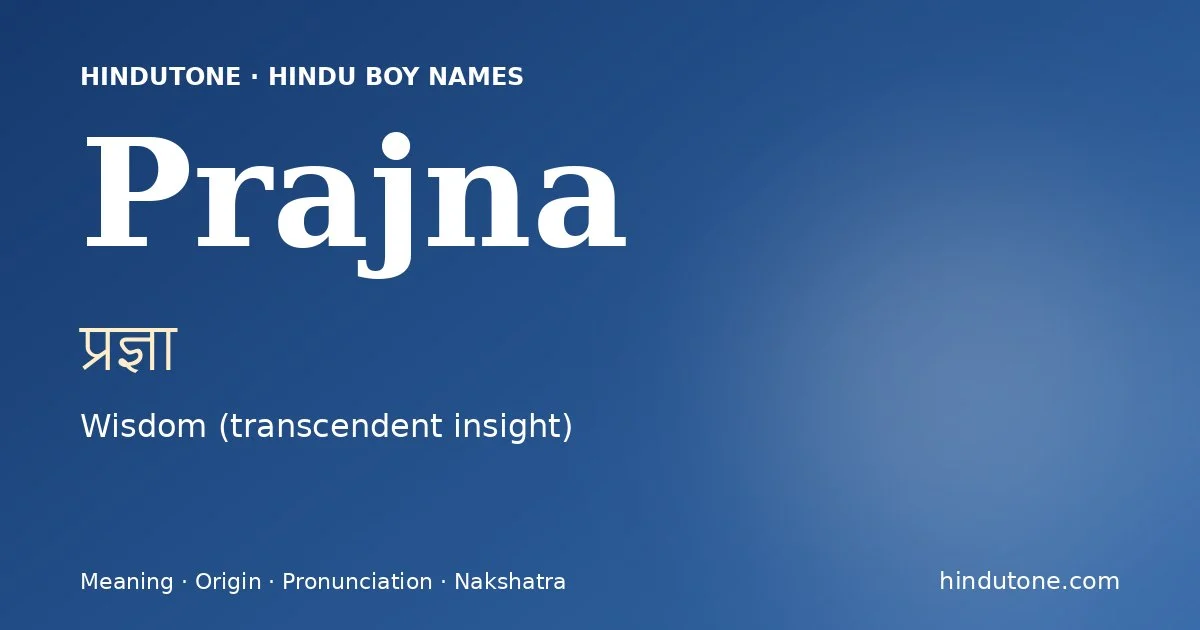 Prajna — Hindu Boy Names with P