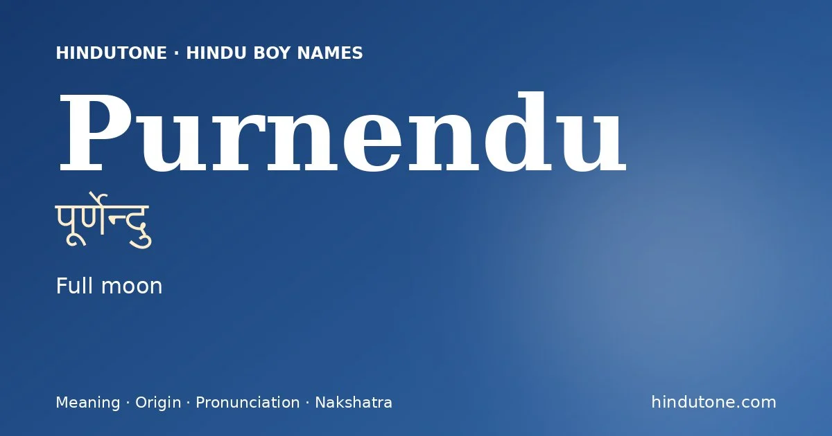 Purnendu — Hindu Boy Names with P
