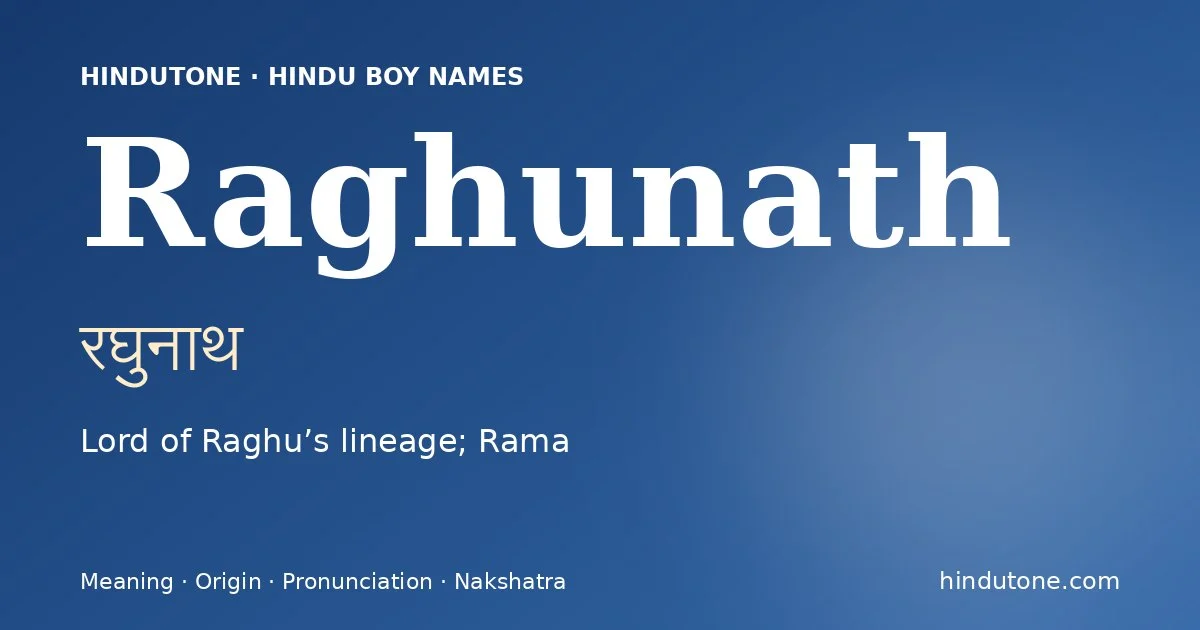 Raghunath — Hindu Boy Names with R