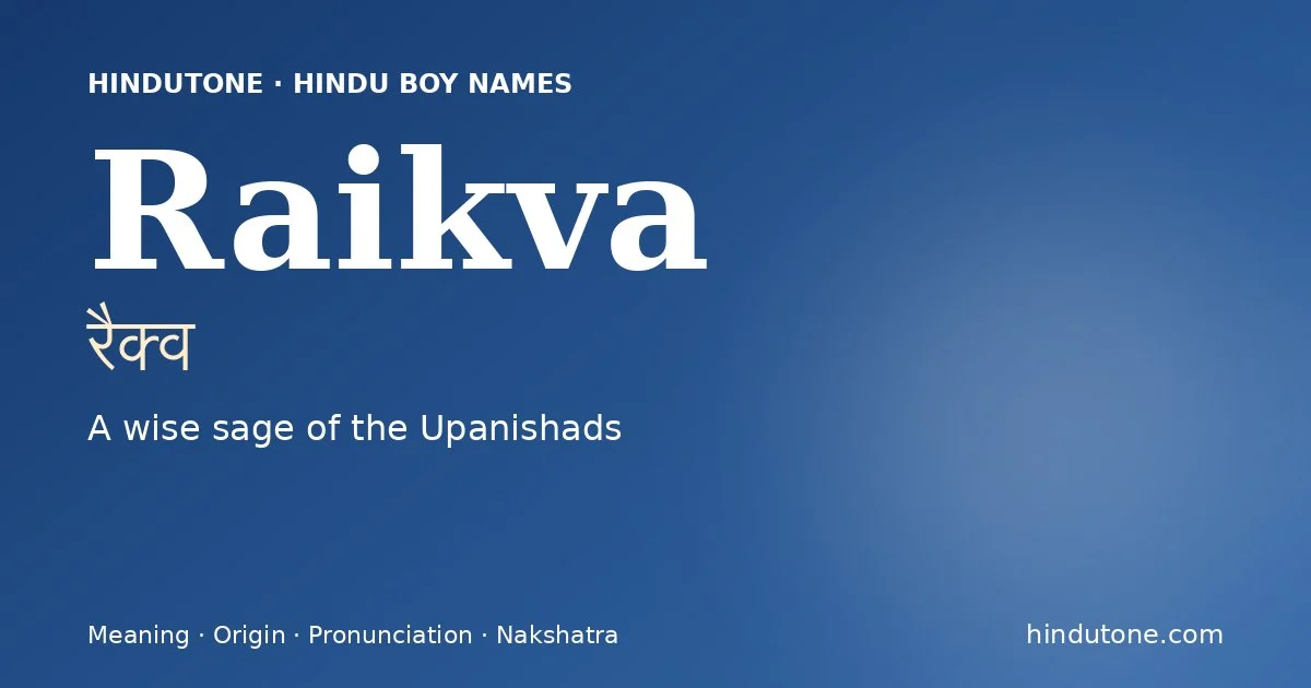 Raikva — Hindu Boy Names with R