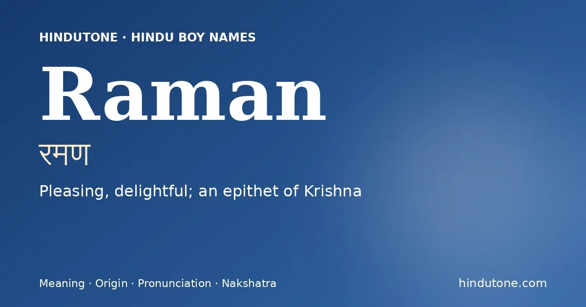 Raman — Hindu Boy Names with R