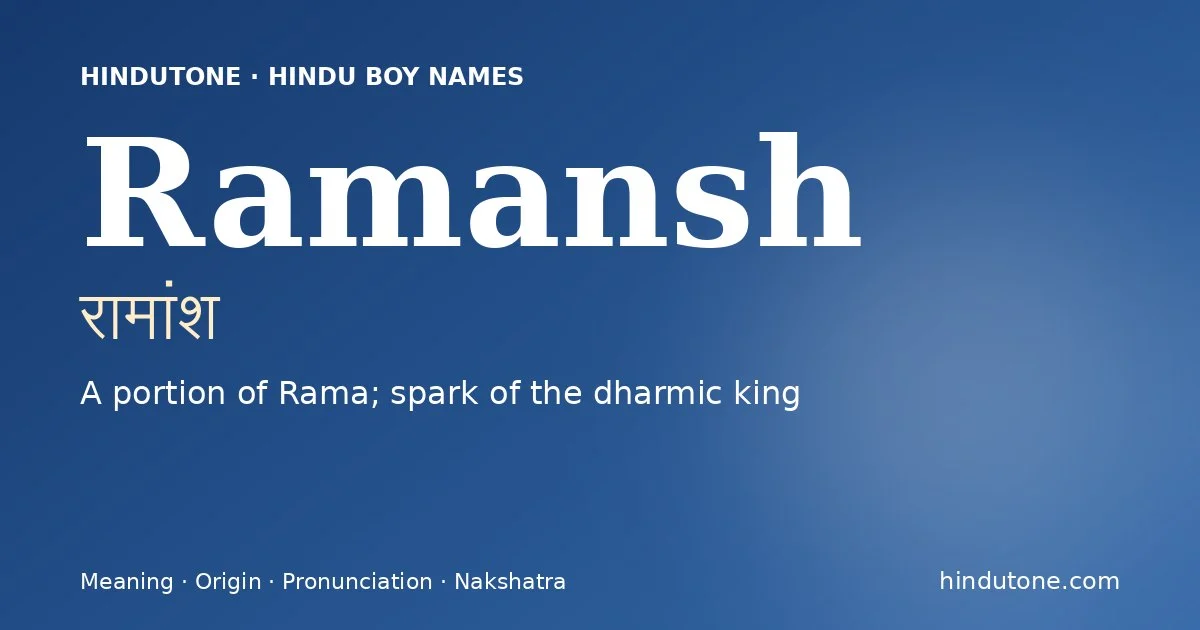 Ramansh — Hindu Boy Names with R
