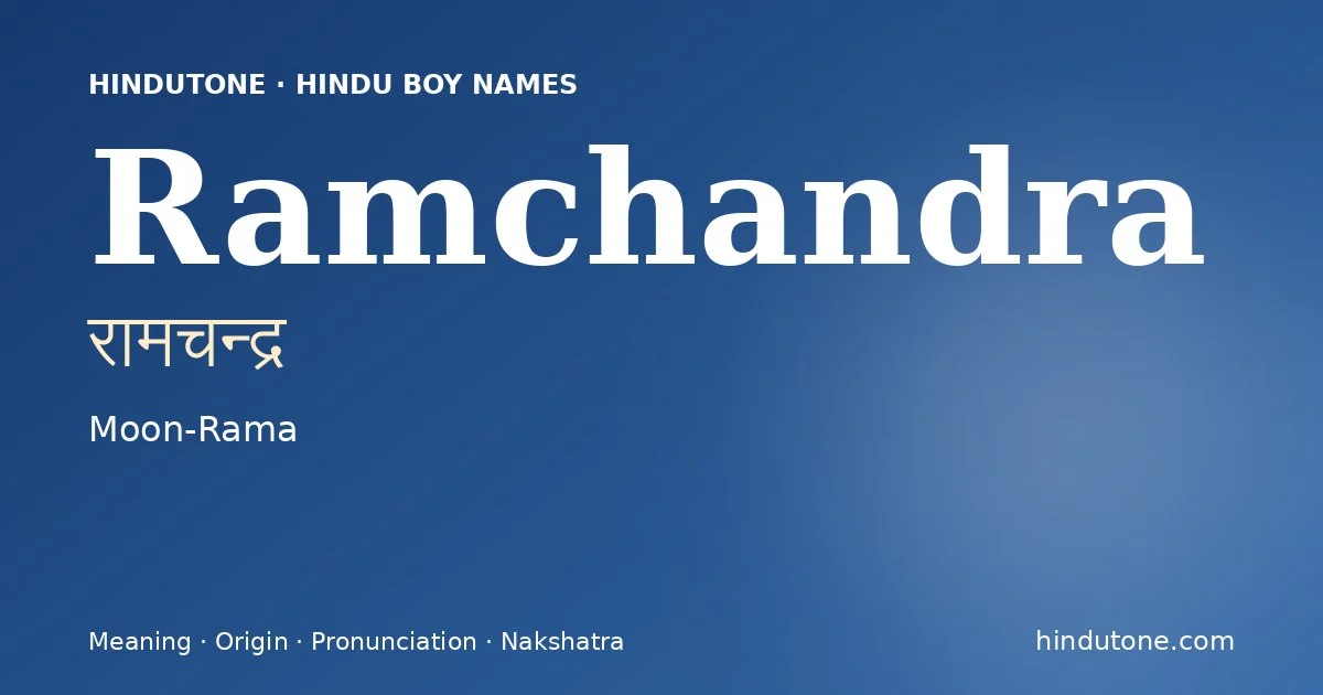 Ramchandra — Hindu Boy Names with R