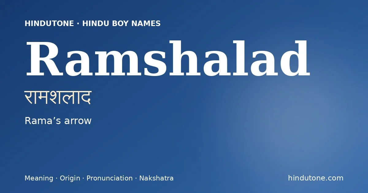 Ramshalad — Hindu Boy Names with R