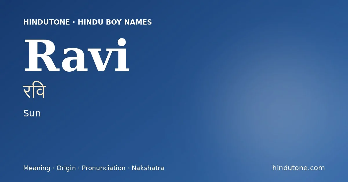 Ravi — Hindu Boy Names with R