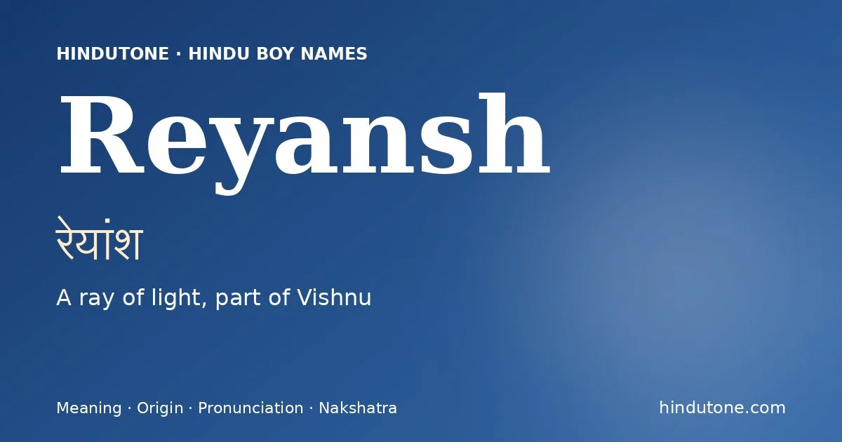 Reyansh — Hindu Boy Names with R
