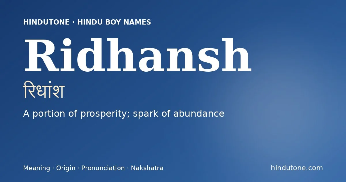 Ridhansh — Hindu Boy Names with R