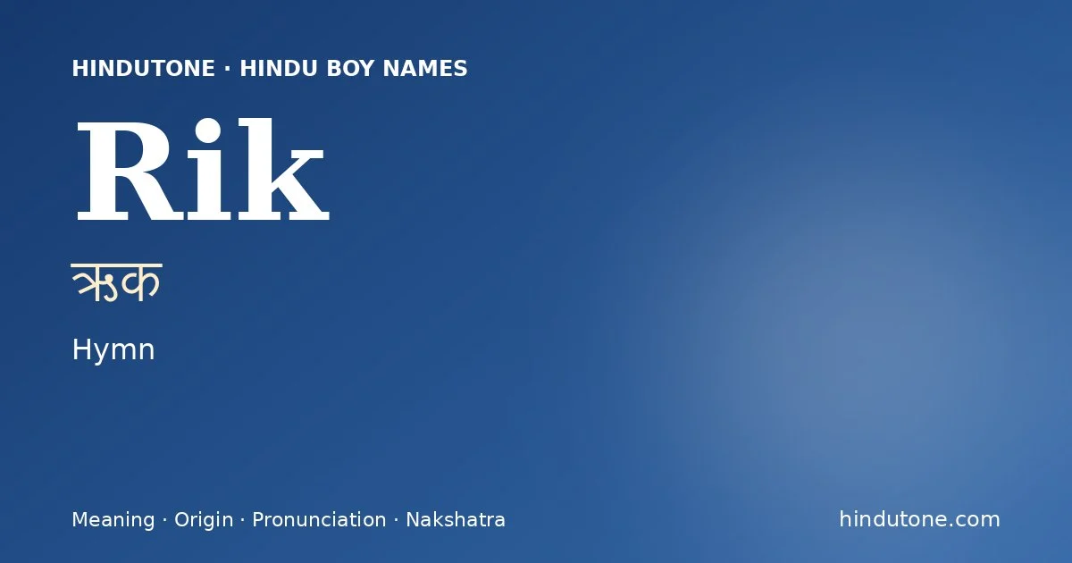Rik — Hindu Boy Names with R