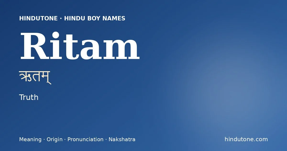Ritam — Hindu Boy Names with R