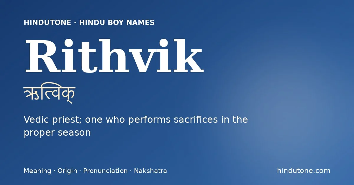 Rithvik — Hindu Boy Names with R