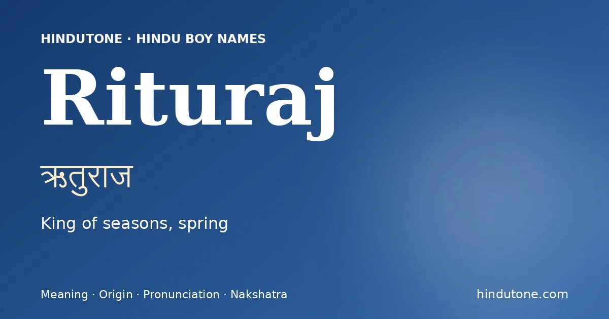 Rituraj — Hindu Boy Names with R