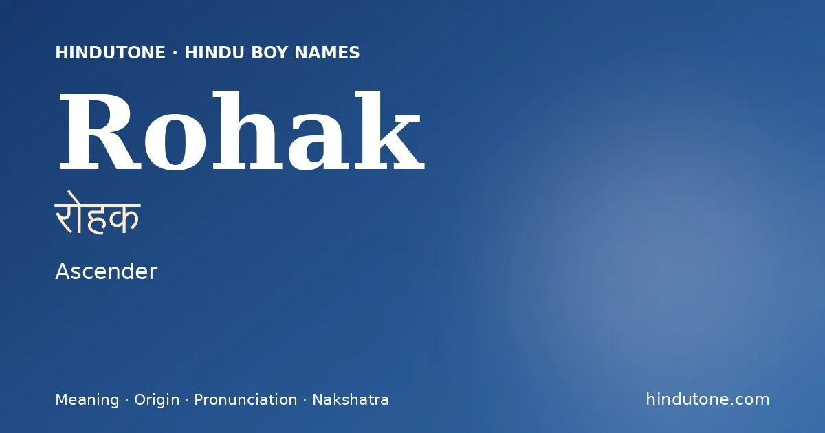 Rohak — Hindu Boy Names with R