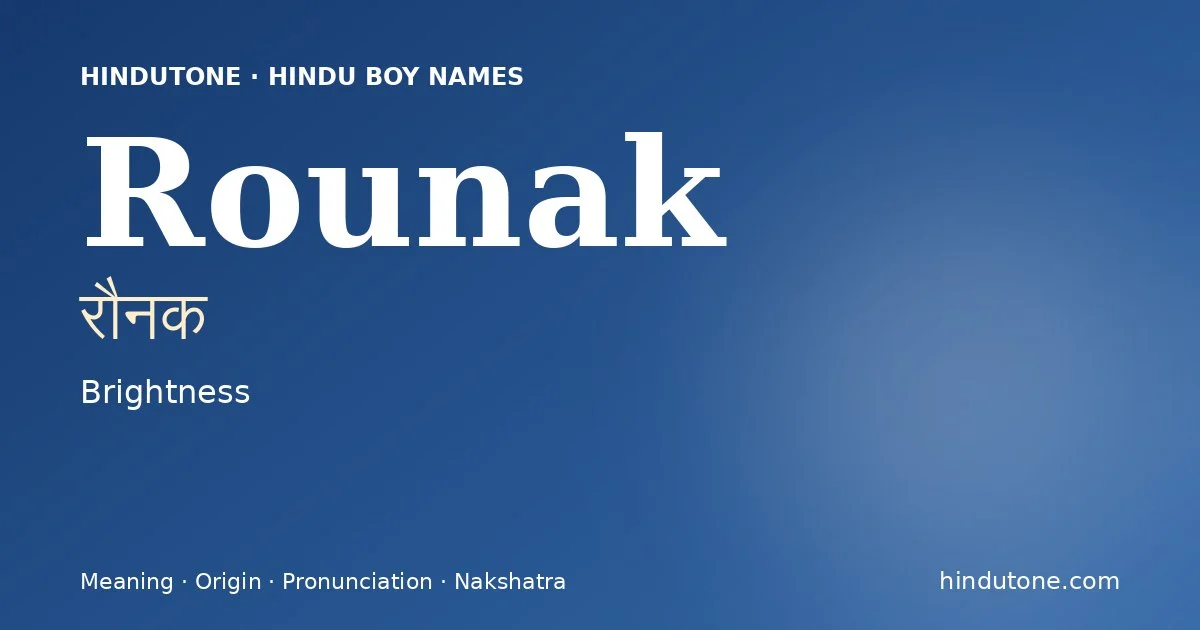 Rounak — Hindu Boy Names with R