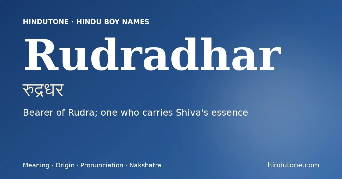 Rudradhar — Hindu Boy Names with R