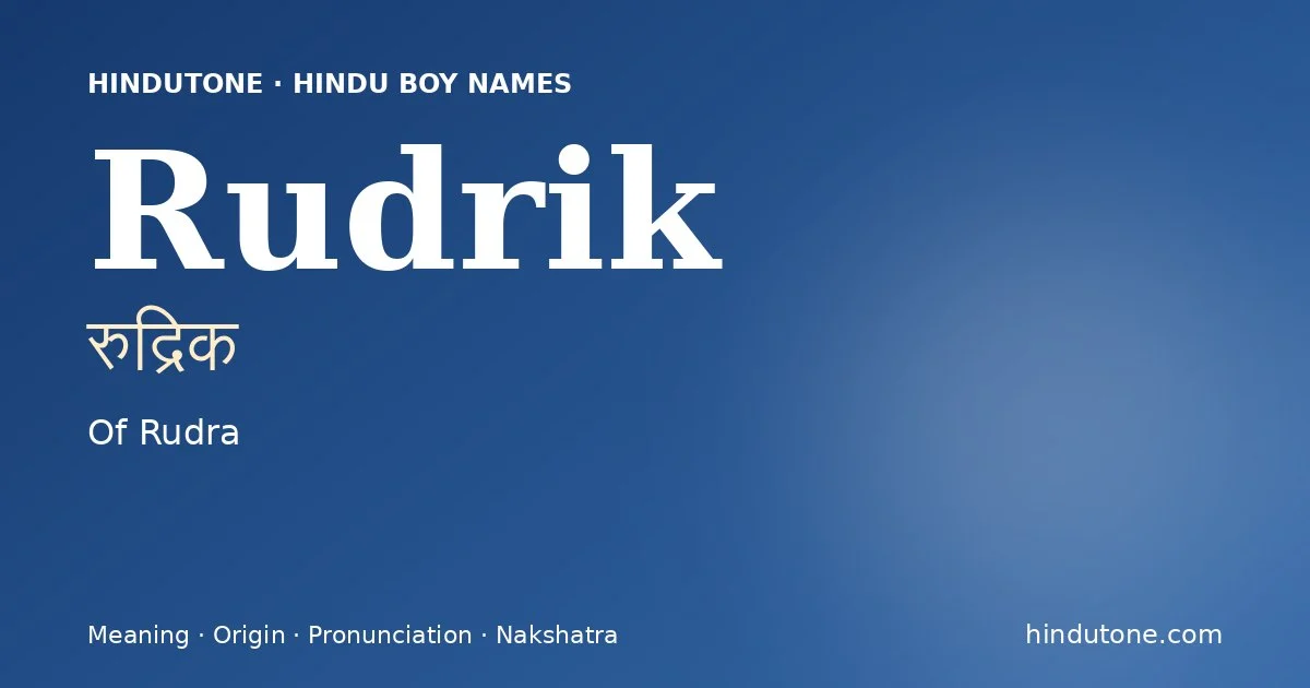 Rudrik — Hindu Boy Names with R