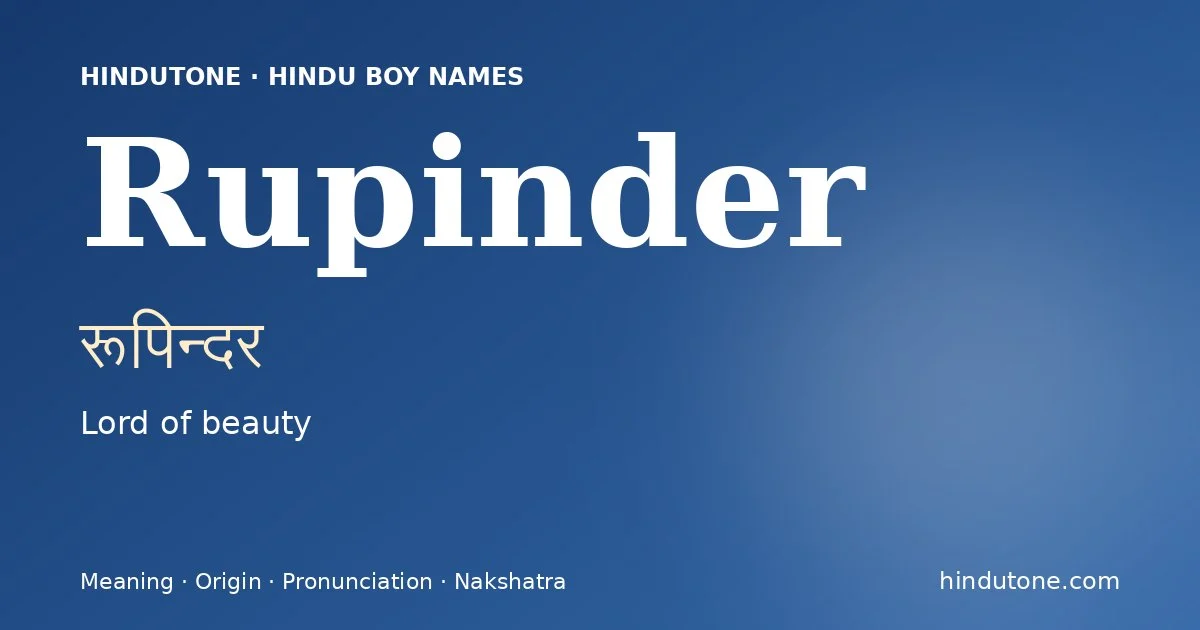 Rupinder — Hindu Boy Names with R