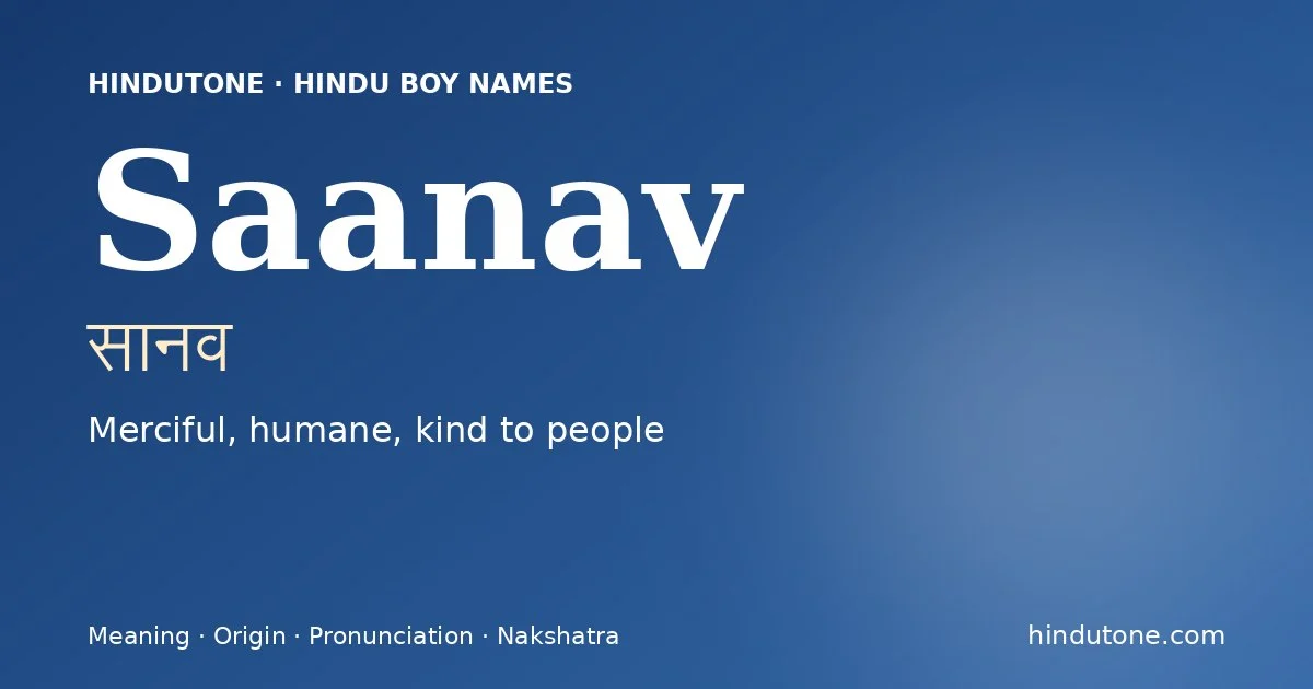 Saanav — Hindu Boy Names with S