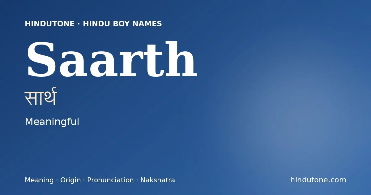 Saarth — Hindu Boy Names with S