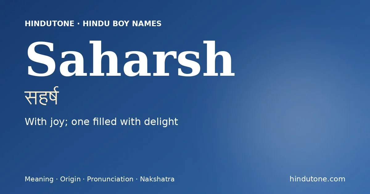 Saharsh — Hindu Boy Names with S
