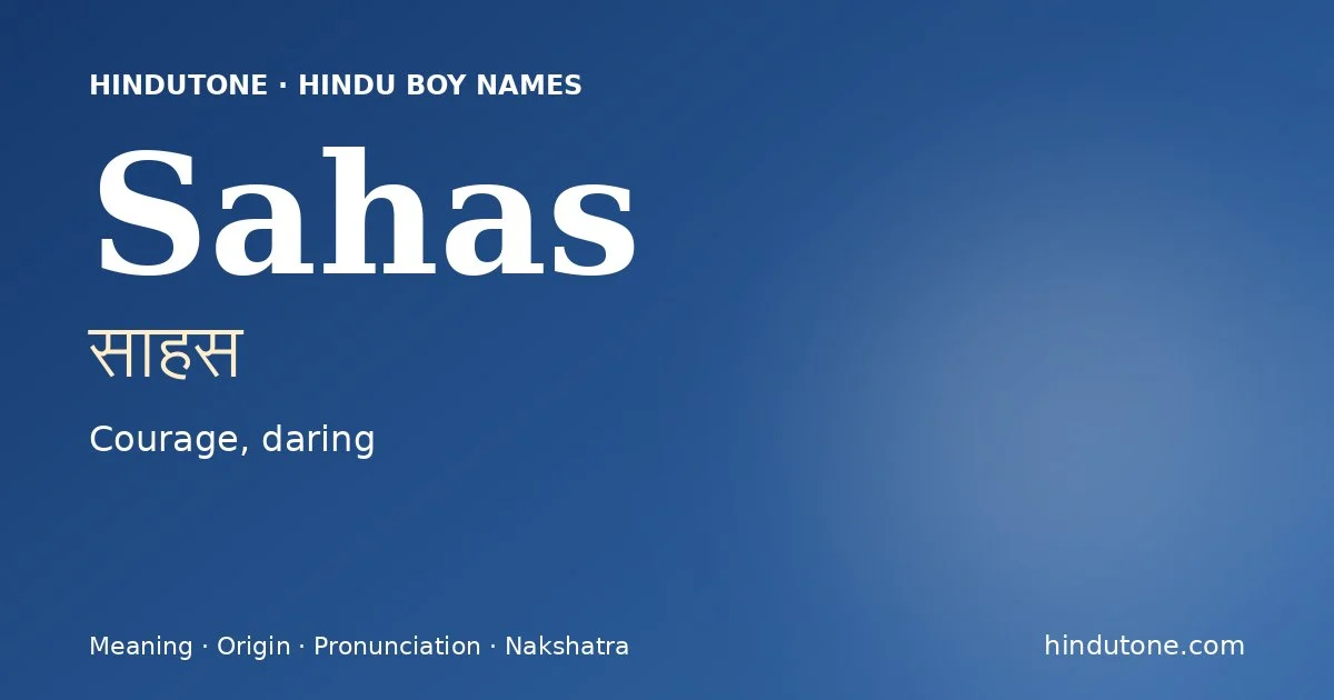 Sahas — Hindu Boy Names with S