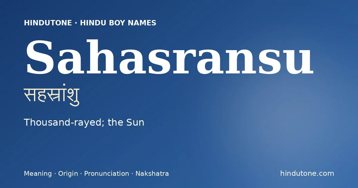 Sahasransu — Hindu Boy Names with S