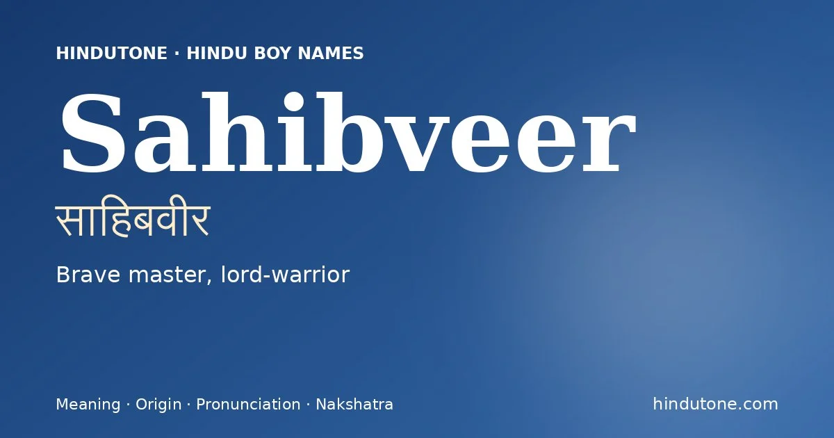 Sahibveer — Hindu Boy Names with S