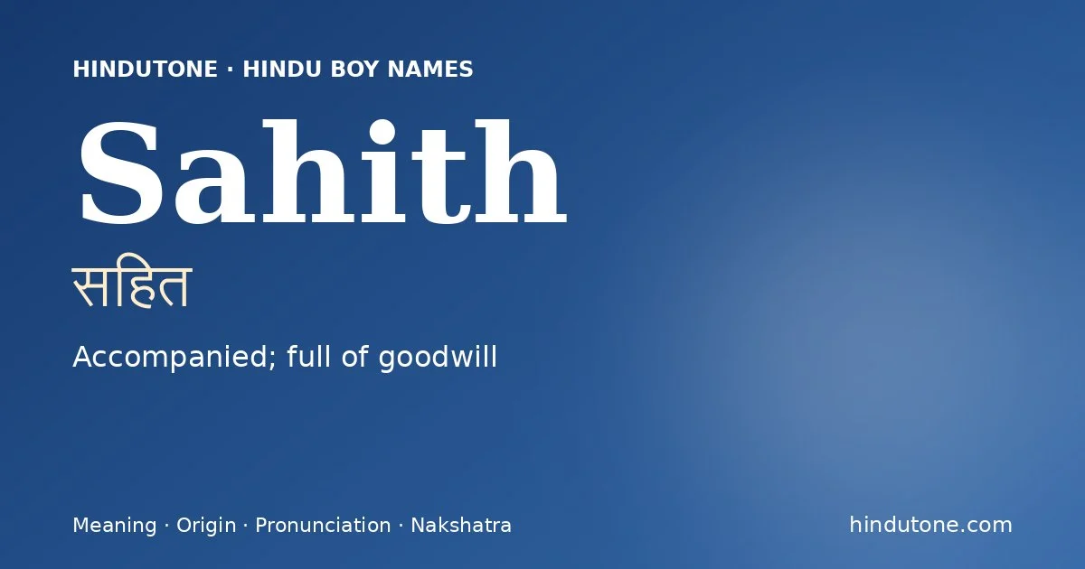 Sahith — Hindu Boy Names with S