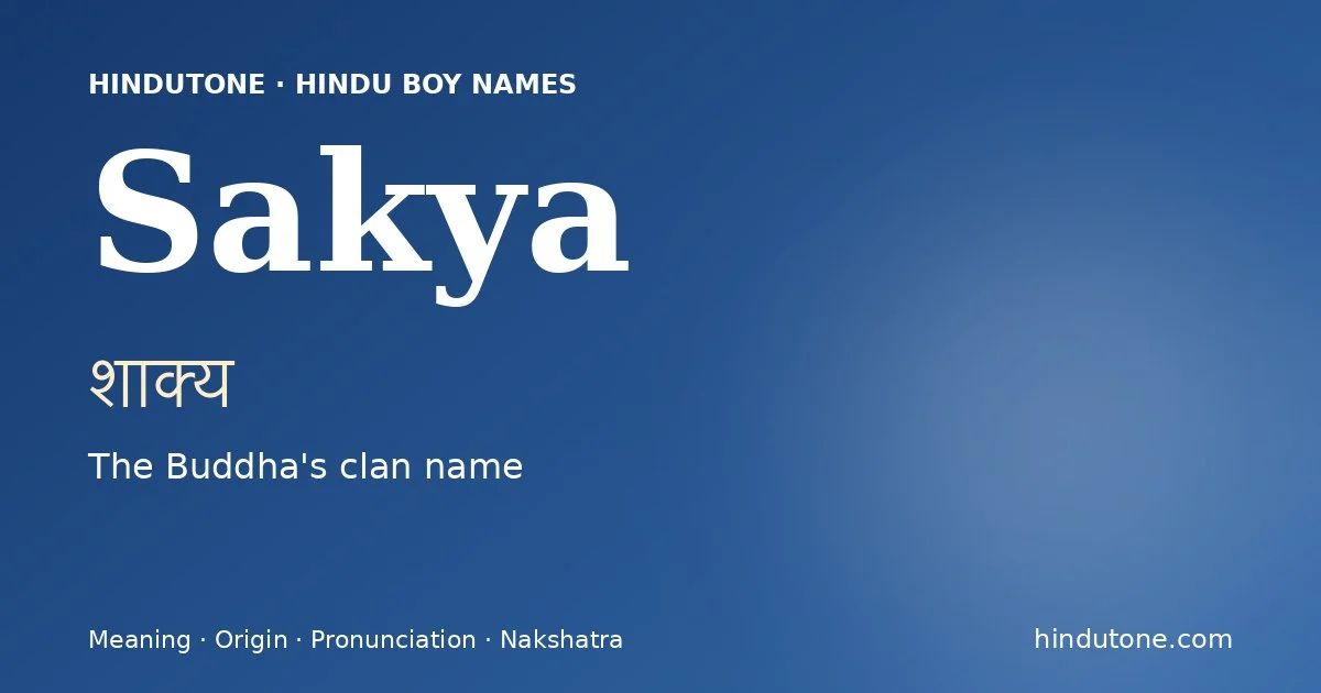 Sakya — Hindu Boy Names with S