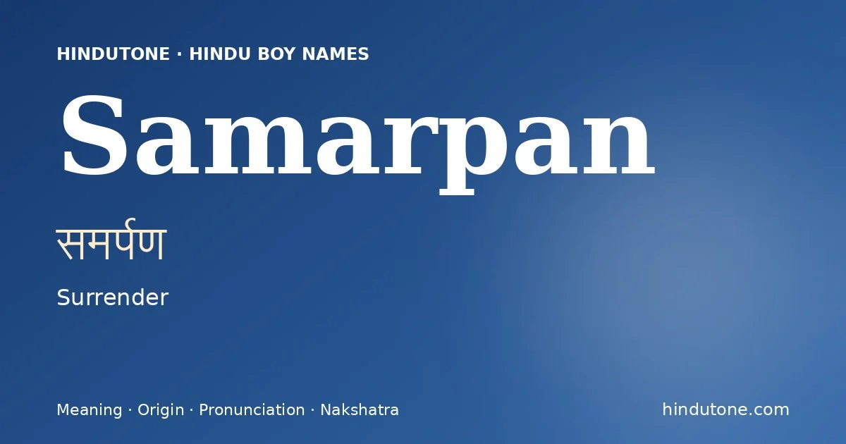 Samarpan — Hindu Boy Names with S