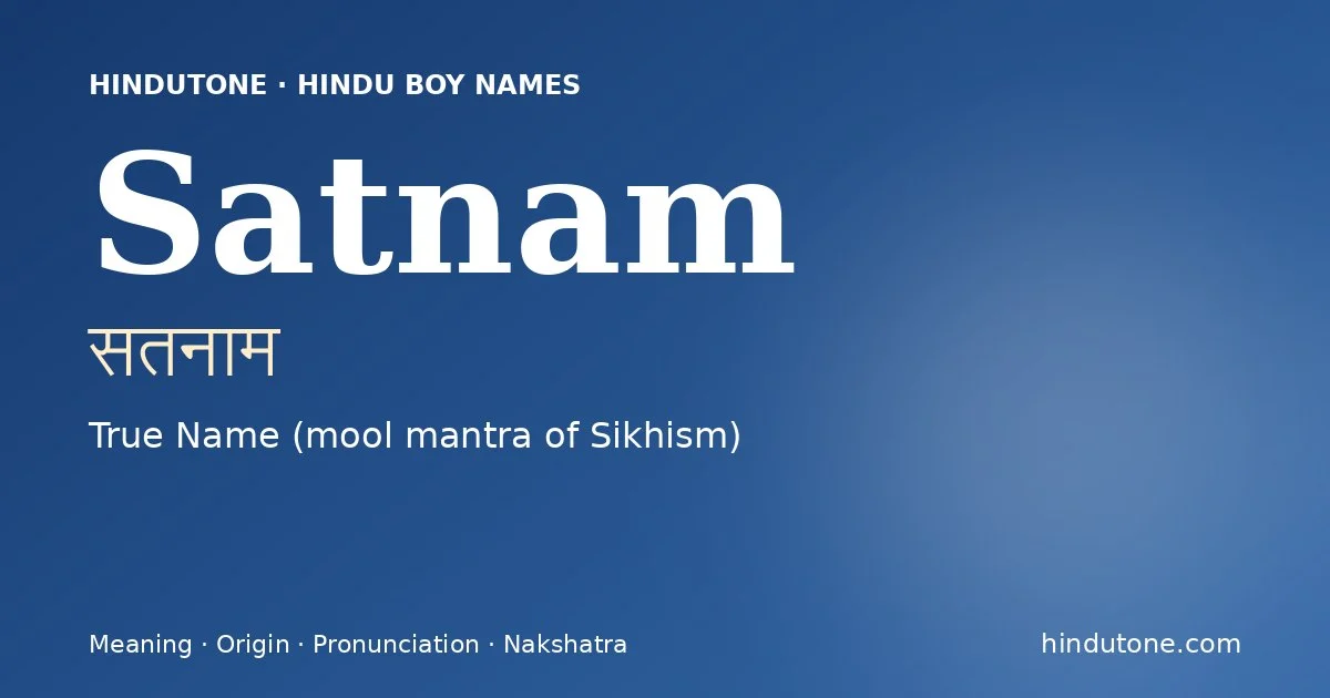 Satnam — Hindu Boy Names with S