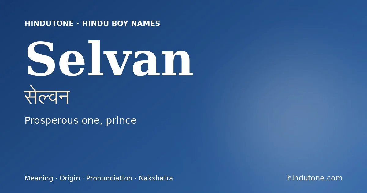Selvan — Hindu Boy Names with S