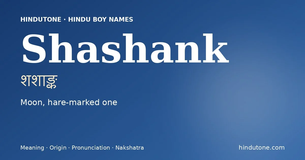Shashank — Hindu Boy Names with S