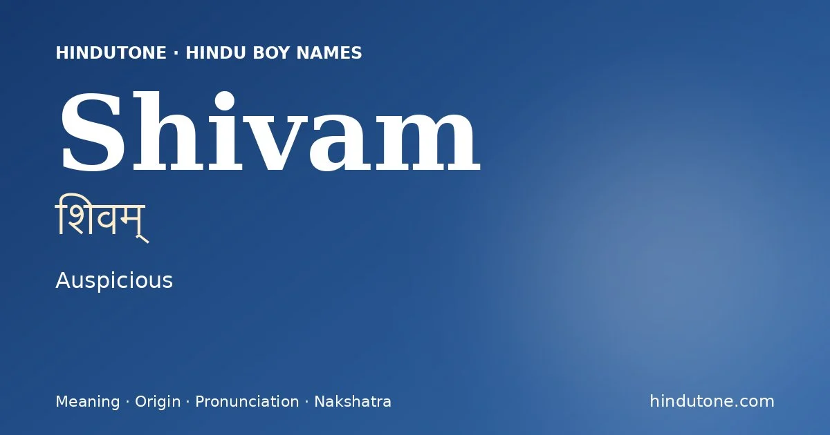 Shivam — Hindu Boy Names with S