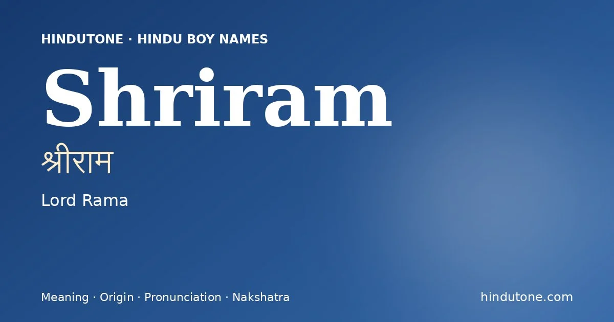 Shriram — Hindu Boy Names with S